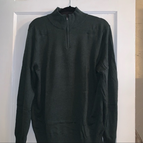 Mens Quarter Zip cotton sweater dark green new with tags Telluride Clothing Co - Picture 3 of 10